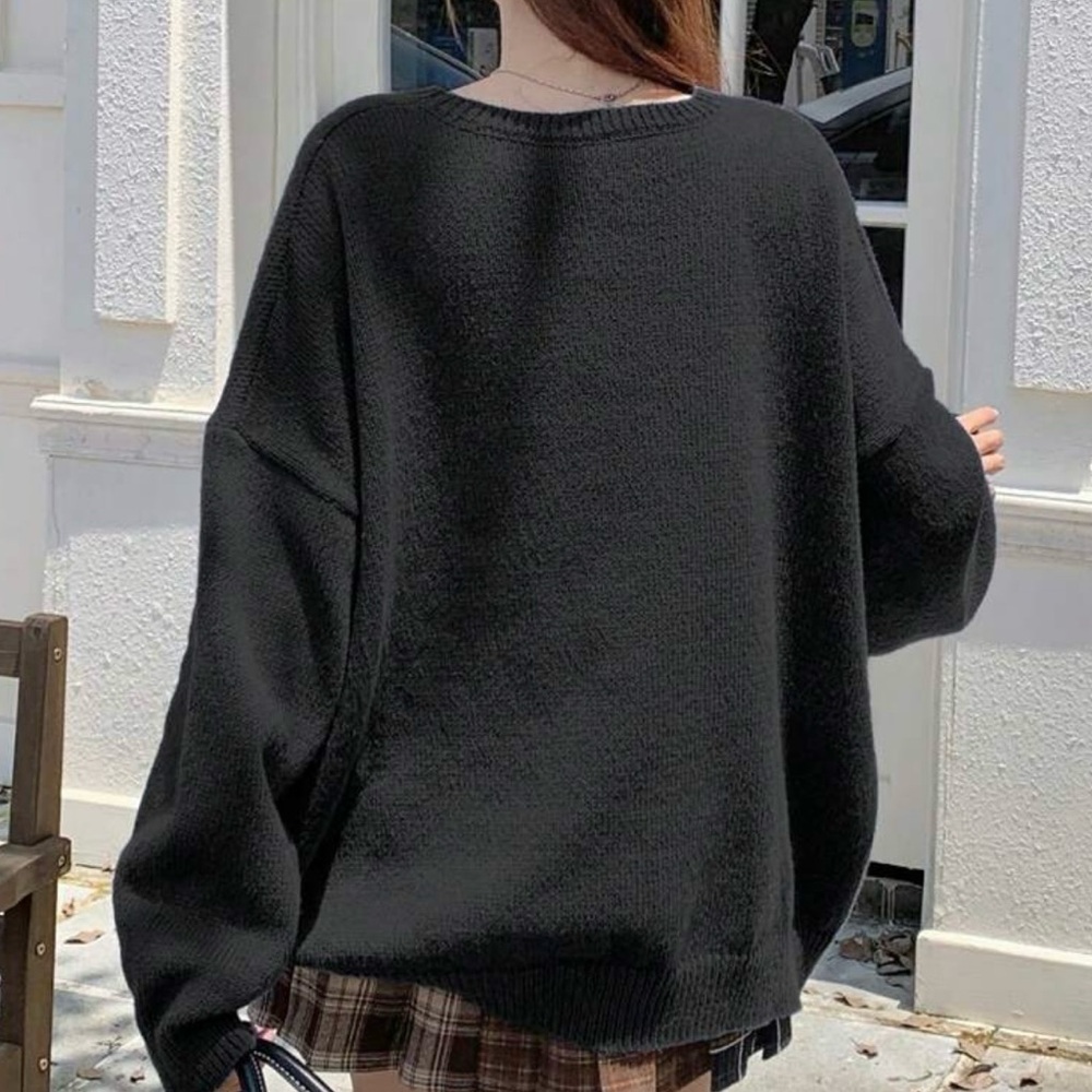 Cozy Black Teddy Bear Sweater NWOT - Picture 3 of 3